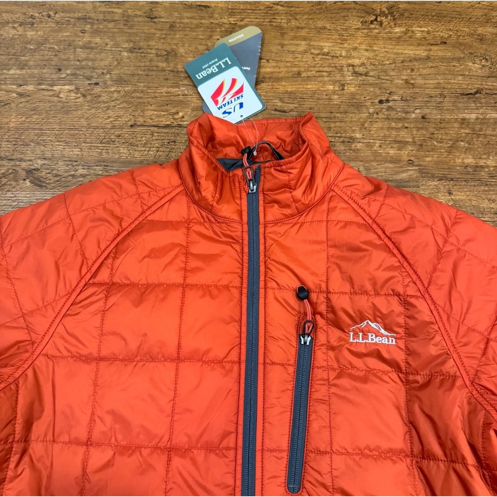 LL Bean Orange Outdoor Hiking Lightweight Zip Up PrimaLoft Packaway Jacket Men S